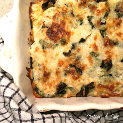 featured image thumbnail for post Lasagnette di pane carasau con cavolo nero e gorgonzola